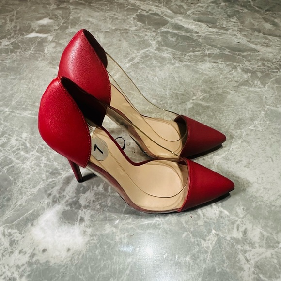 Aldo Holiday Red Clear Cinderella Style Stiletto Heels Ladies SZ 7 - Picture 2 of 6